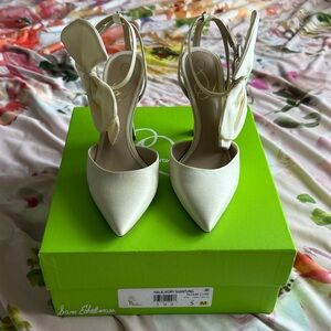 Sam Edelman Ivory Bow Pointed Slingback Heels